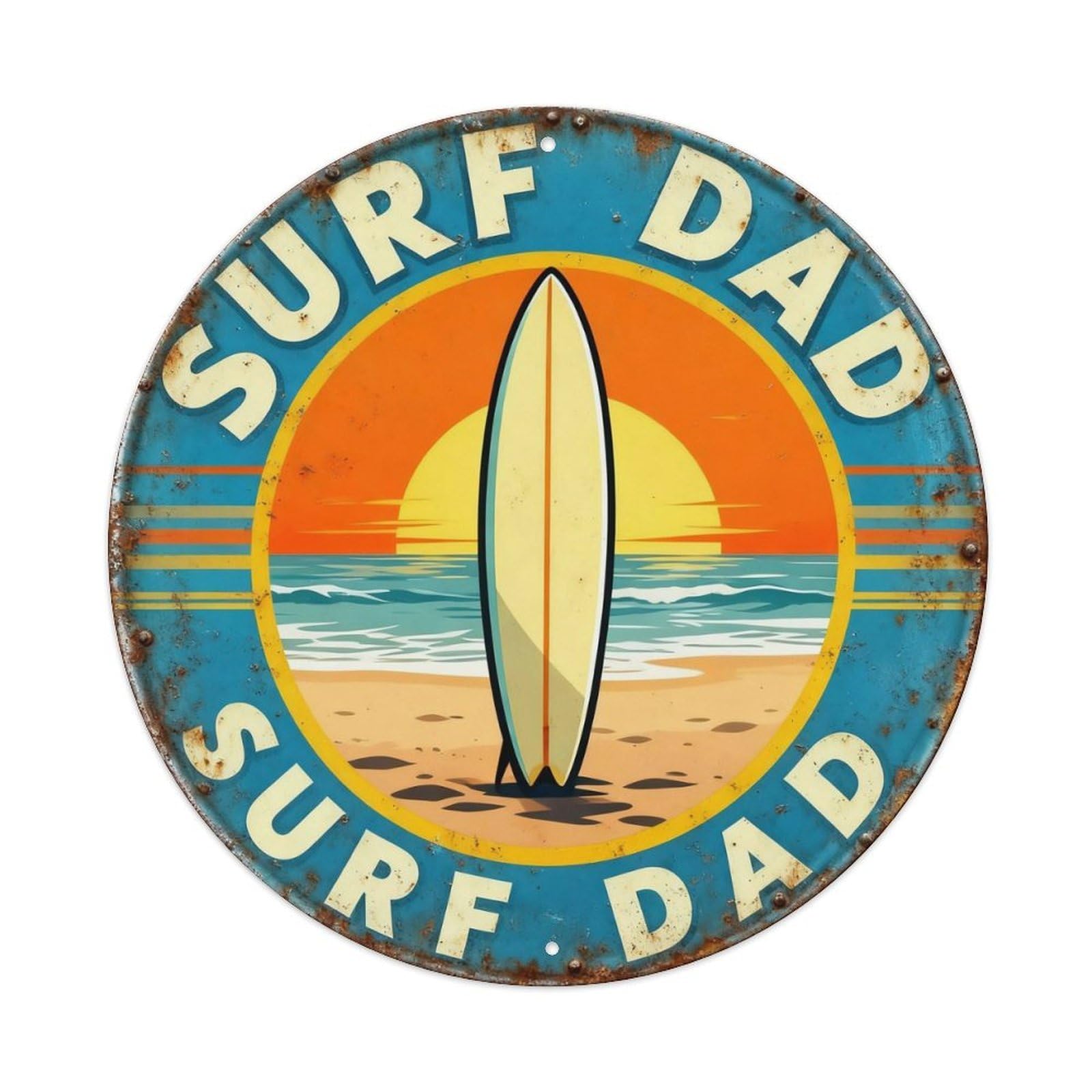 Vintage Surfer Dad Metal Tin Sign Plaque
