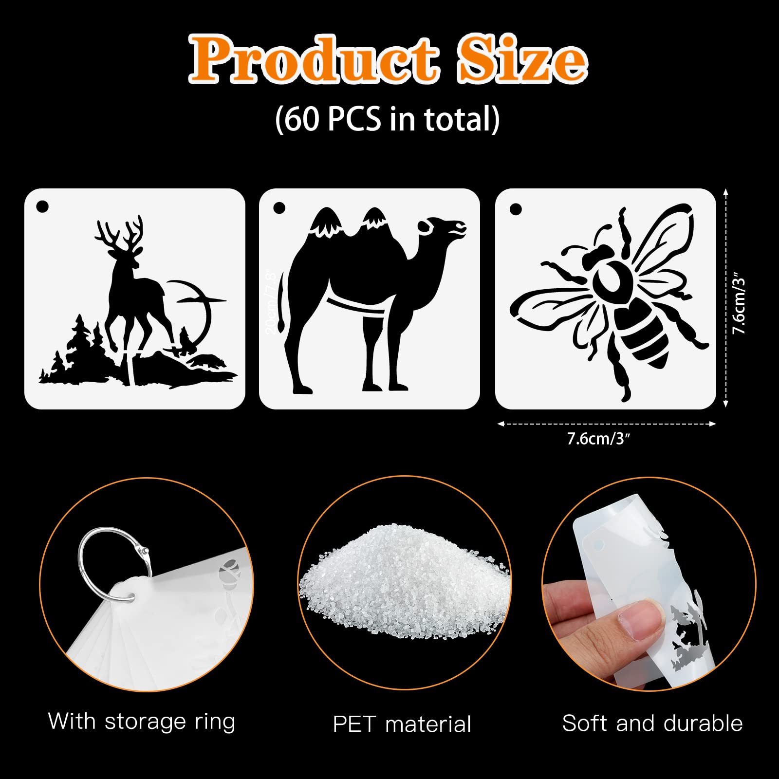 OOTSR 60 Pcs Painting Stencils for Craft Reusable Drawing Craft Stencils DIY - Image 2