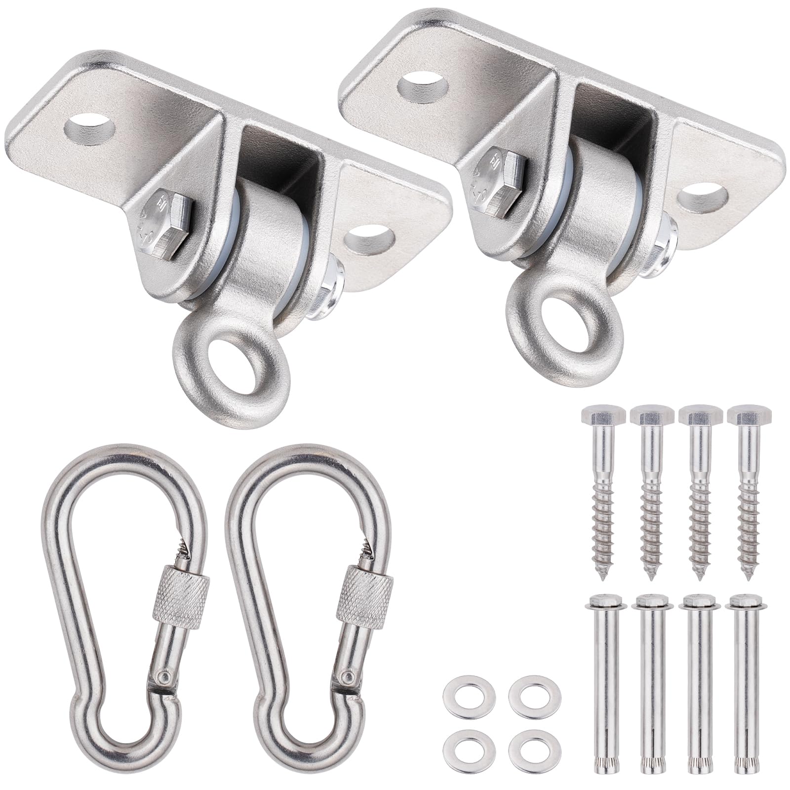 Wishtofly Swing Hangers 304 Stainless Steel with Locking Snap Hooks, Heavy Duty Swing Hardwares for Porch, Patio, Playground, Indoor and Outdoor, 2400