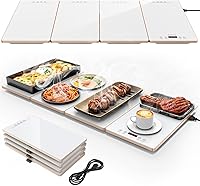 FEPPO 4-in-1 Modular Food Warmer Tray: 33x15" Tempered Glass, 10 Temp Settings & Timer for Buffets, Parties, Catering