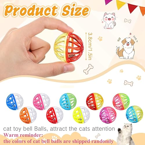 Miniatura 3 de Silkfly 30 piezas de bolas de poliéster para gatos, bolas coloridas y mullidas, ligeras, masticables, esponjas, juguetes para gatos de interior para