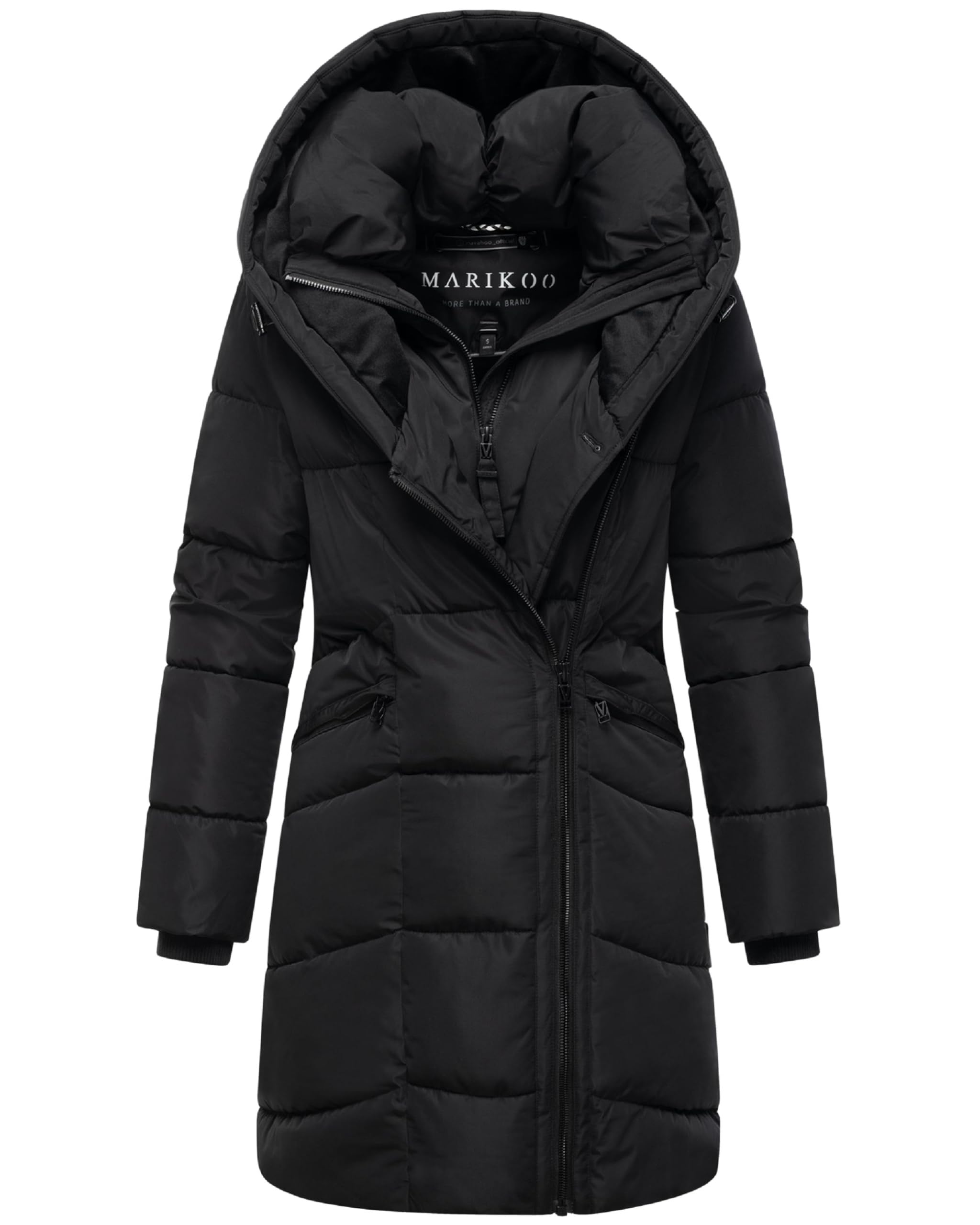MARIKOO Cappotto lungo donna calda giacca invernale con doppia cerniera e cappuccio Virenaa 16 S-3XL