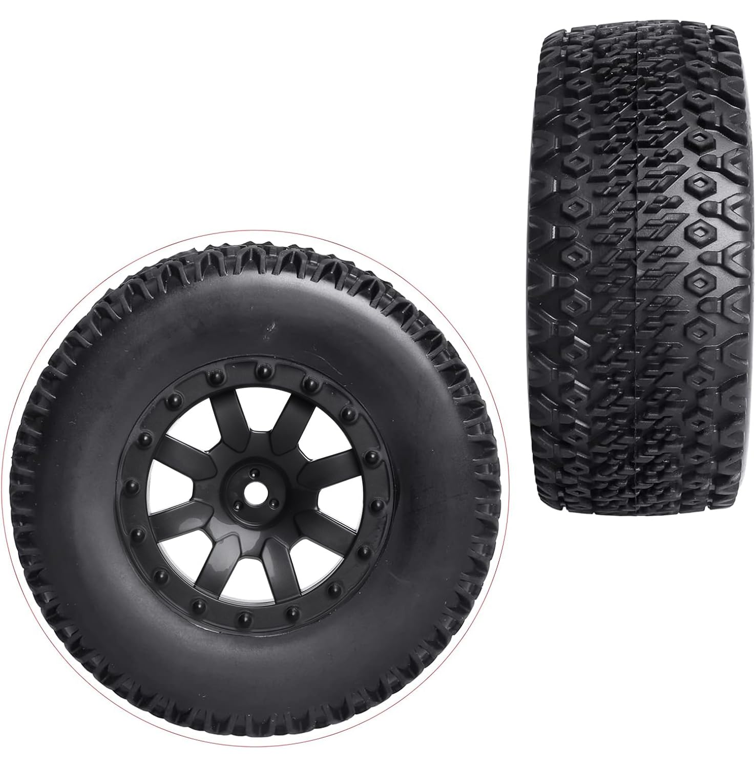 1/10 Neumáticos y ruedas de camión de campo corto para Traxxas HSP Tamiya HPI Kyosho Losi Redcat Racing RC Modelo Coche, juego de 4 (estilo B)