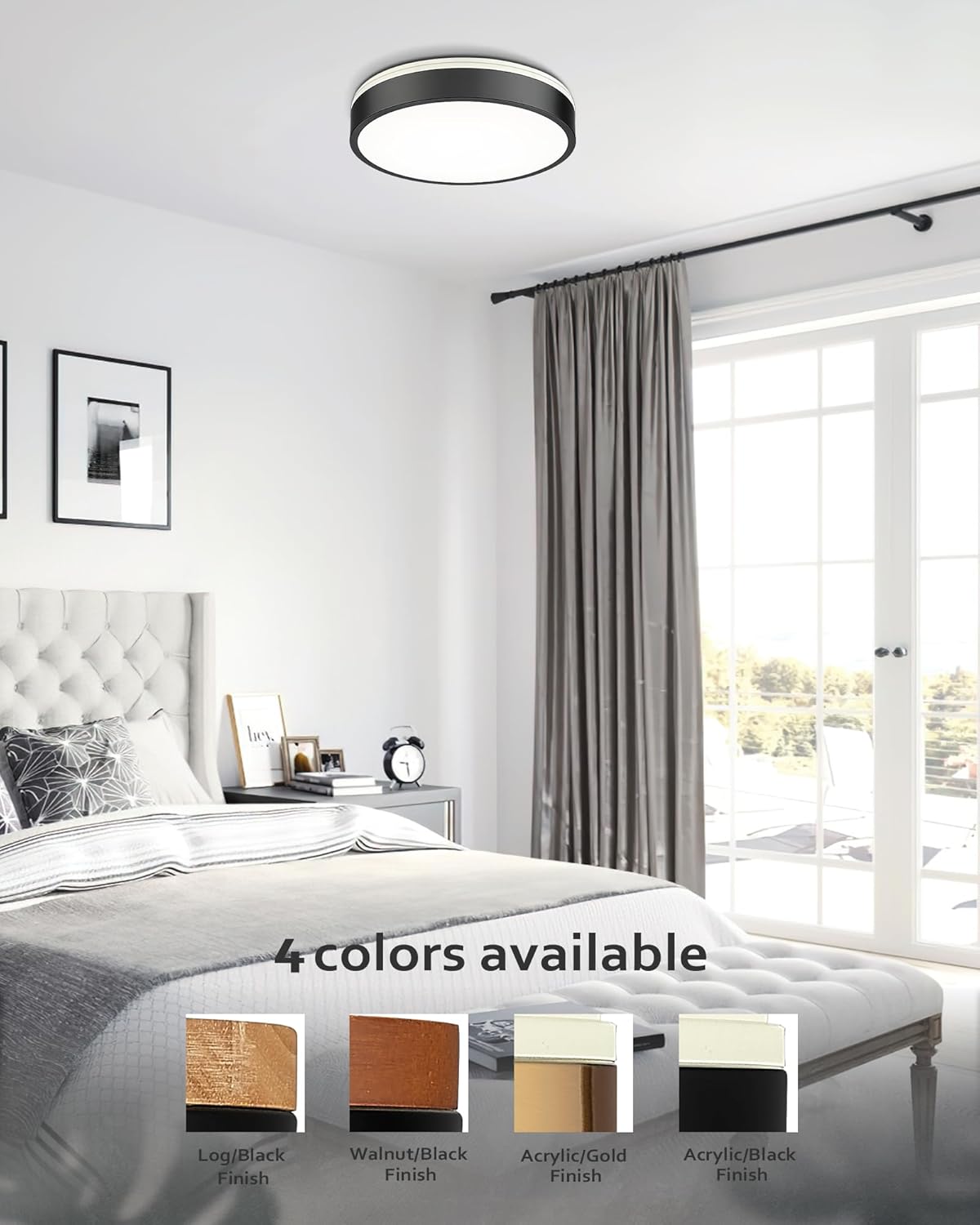 Ken & Ricky Flush Mount Ceiling Light, Dimmable Led Close to Ceiling Light Fixtures for Kitchen Bathroom Bedroom Hallway 5cct (Black, 12 Inch)