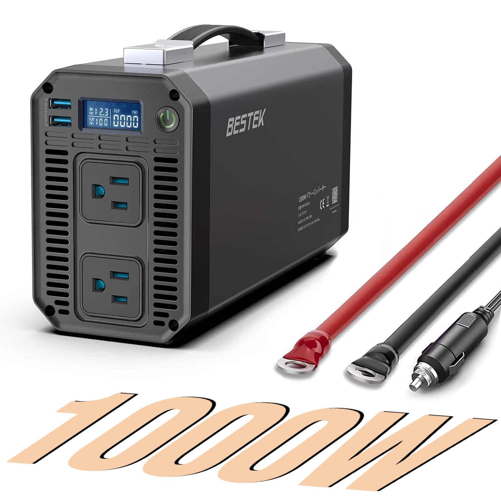 Amazon.co.jp: BESTEK 1000W 車載インバーター 純正正弦波 DC12Vから