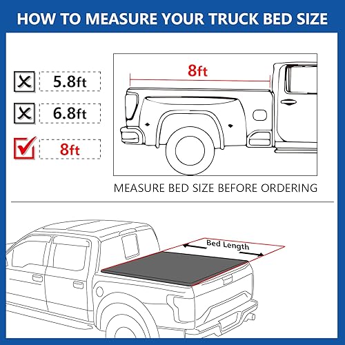 Miniatura 10 de Cubierta enrollable suave para caja de camioneta de 5 pies 7 pulgadas  67.4 pulgadas, compatible con Dodge Ram 1500 2500 2009-2018  Ram 1500