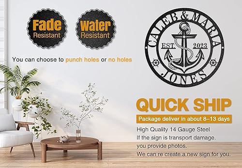 Miniatura 3 de Letrero personalizado con nombre de letra dividida  Letrero de metal personalizado  Ideas de regalos de boda para interiores y exteriores  Letrero