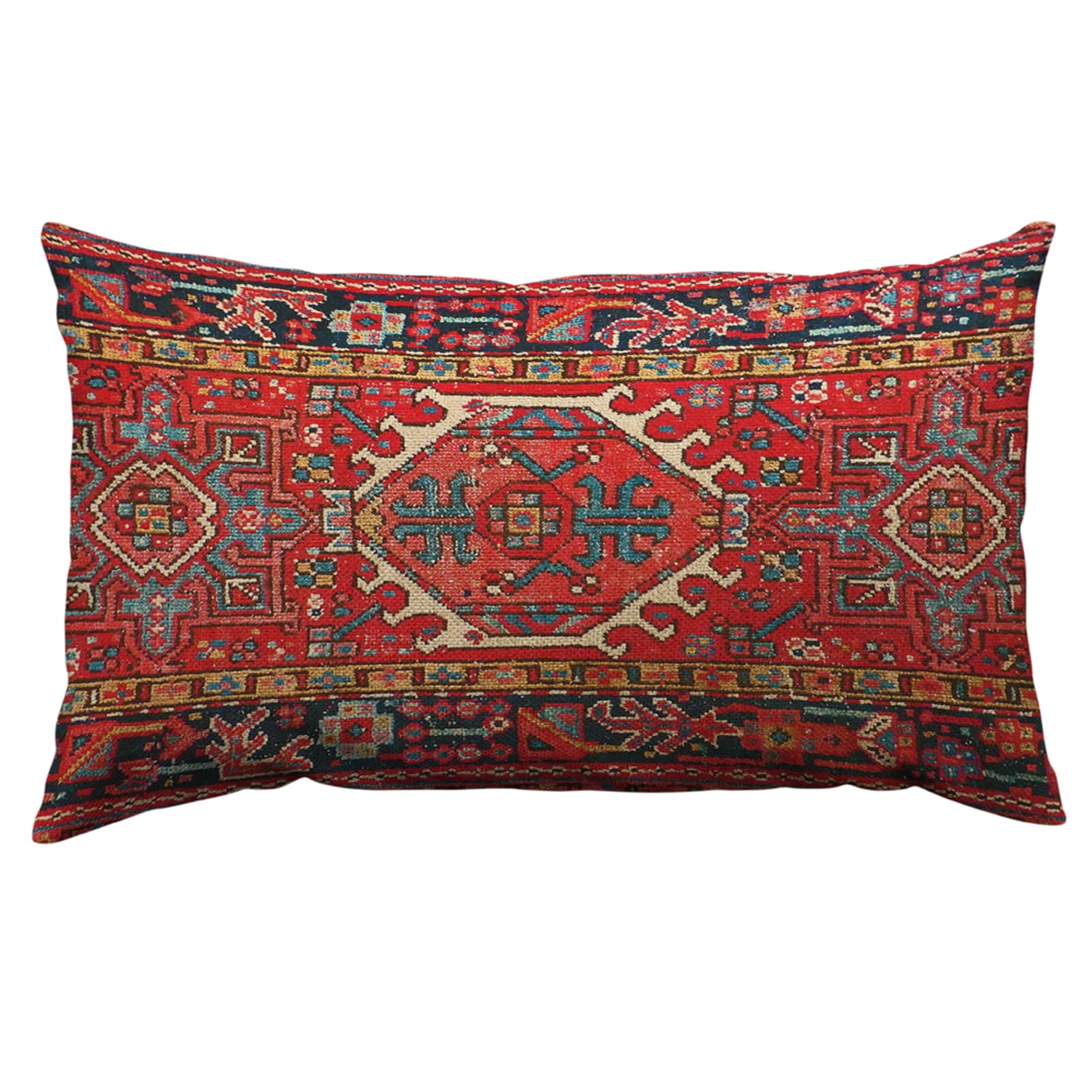 Orythyra Turkish Carpet Cushion Cover 30x50cm Cotton Linen Pillow Cover Decorative Throw Pillows Farmhouse Decor for Home Cushion Case 12x20 Inch