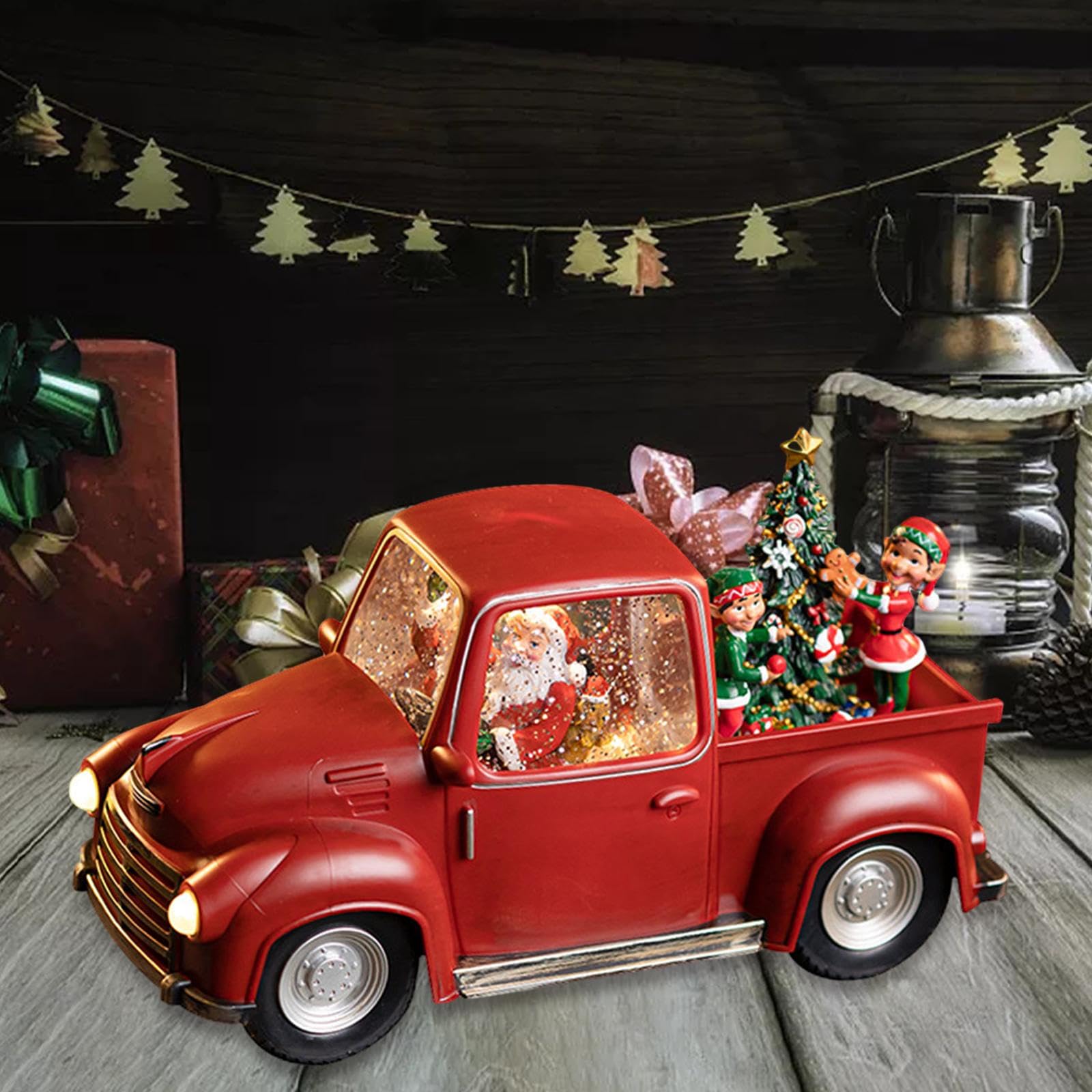 Décoration de Table de Noël, Camion du Père Noël Miniature, Boule à Neige Musicale, Cadeau D'intérieur pour La Maison Ou Le Bureau, StyleB