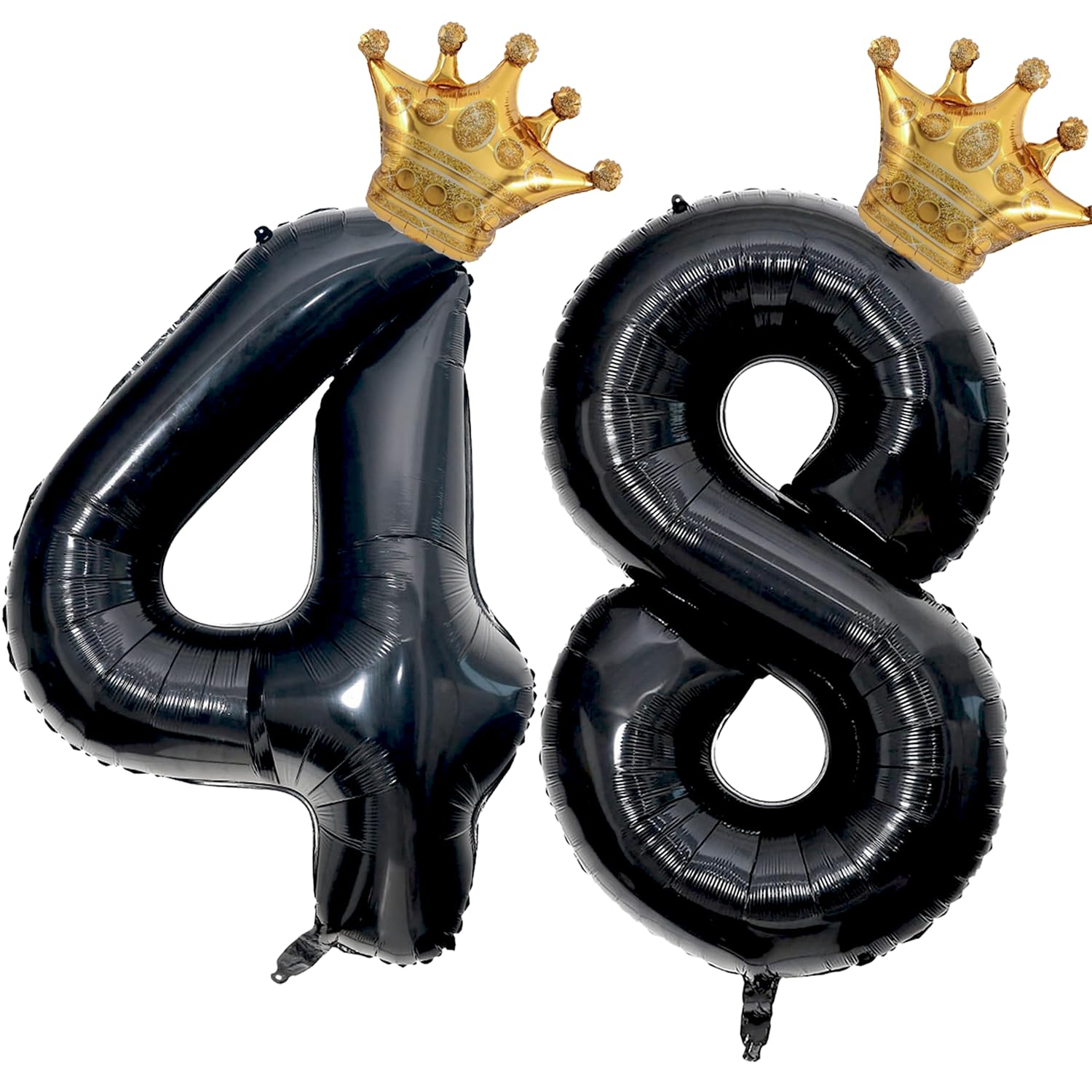 40 inch Large Black 48 Balloon Number with Gold Crown Balloons 48th Birthday Big Foil Mylar Helium Balloon for Women Man 48th Birthday Anniversary Decorations Supplies Favors(Number 48 Balloons）