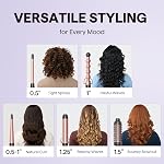 Wavytalk 5 in 1 Curling Wand Set, Curling Iron Set with Thermal Brush and 4 Interchangeable Anti-Frizz Ceramic Barrels (0.5”-1.25”), Dual Voltage Hair Curler with Less Heat Damage, Instant Heat Up, Rose Gold