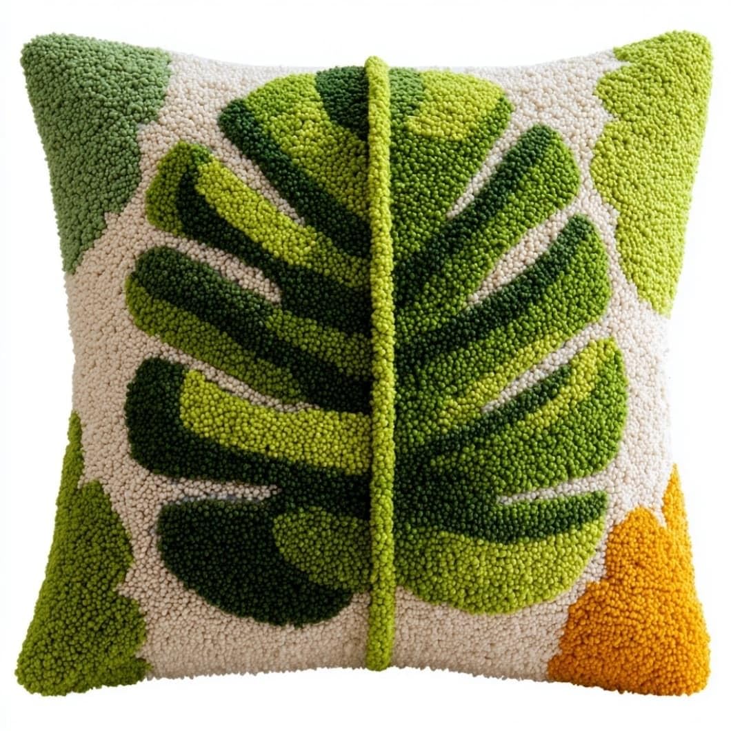AxiangziK Latch Hook Pillow Kit Leaf 43X43Cm