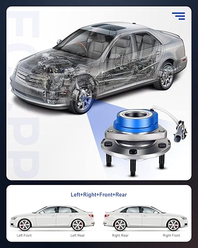 Miniatura 2 de ECCPP 513121 Buje de rodamiento de rueda delantera y conjunto de rodamientos delanterotrasero 5 lengüetas con ABS para Buick Cadillac Chevy Pontiac