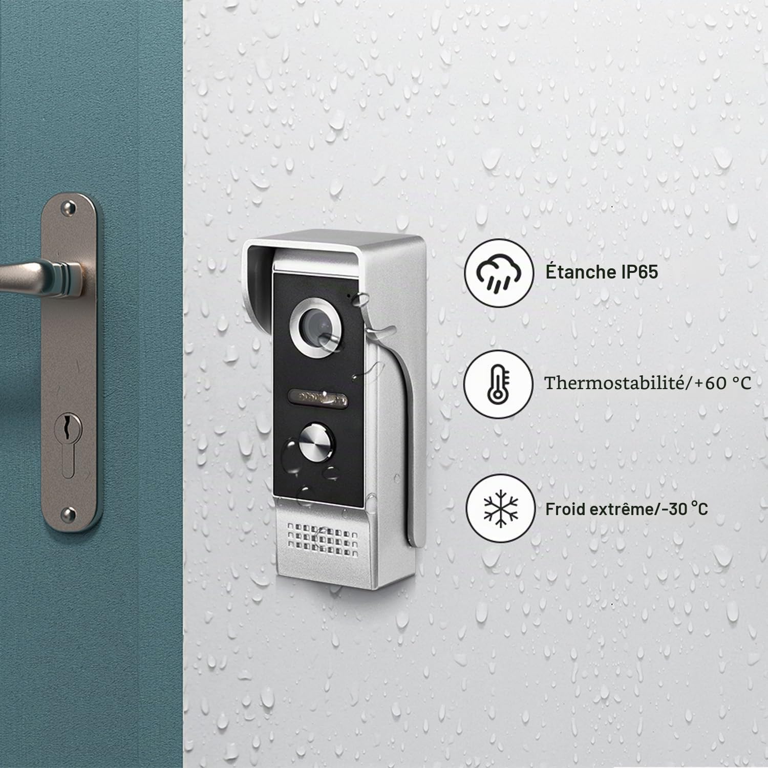 WiFi Tuya Interphone Vidéo pour Accueil Vidéo Sonnette Visiophone Système, 7" Moniteur écran Tactile,1080P HD Sonnette de Caméra Extérieure Filaire Vision Nocturne, Maisons/Bureaux/Villas