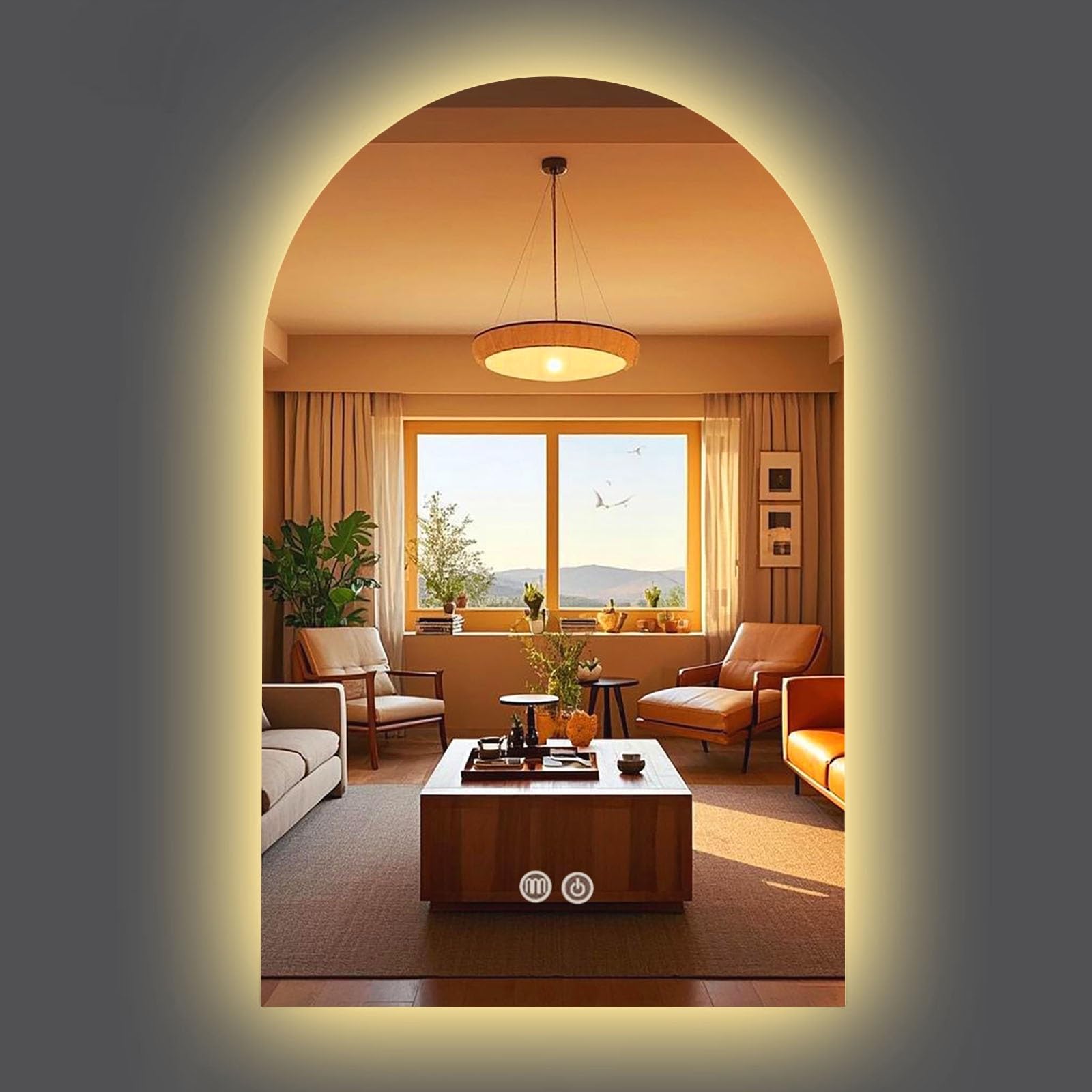 Atwnjkp LED Bathroom Mirror 40x60cm(15.7x23.6in), Arched Wall Mounted Vanity Mirror – Anti-Fog, Memory Function, HD Tempered Glass and IP44 Rated Design for Bathroom, Dressing Area and Hallway