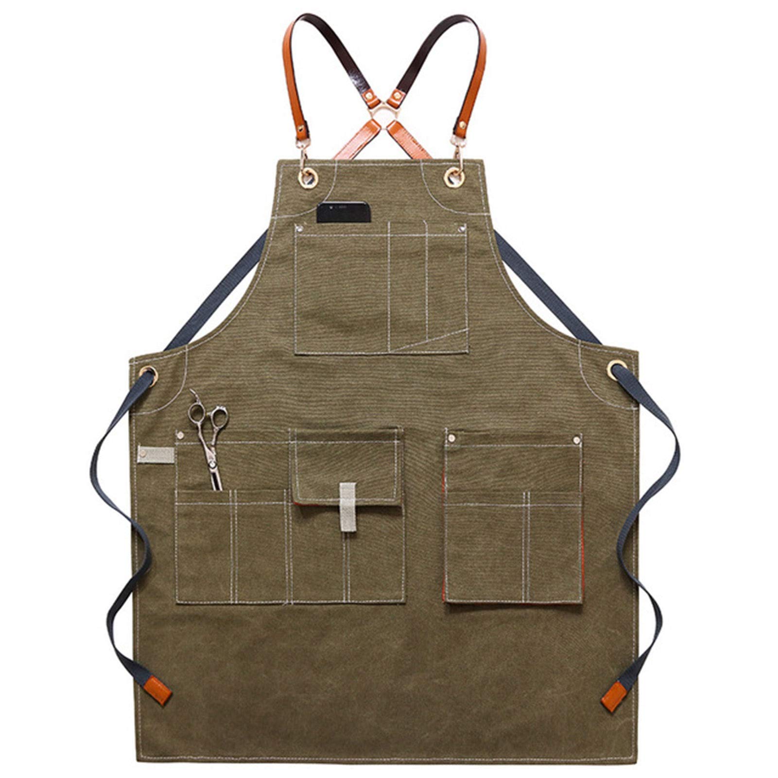 Grembiule Da Lavoro Uomo Con Tasche - Tela Resistente Per Barbecue E Falegnameria - Foto 4