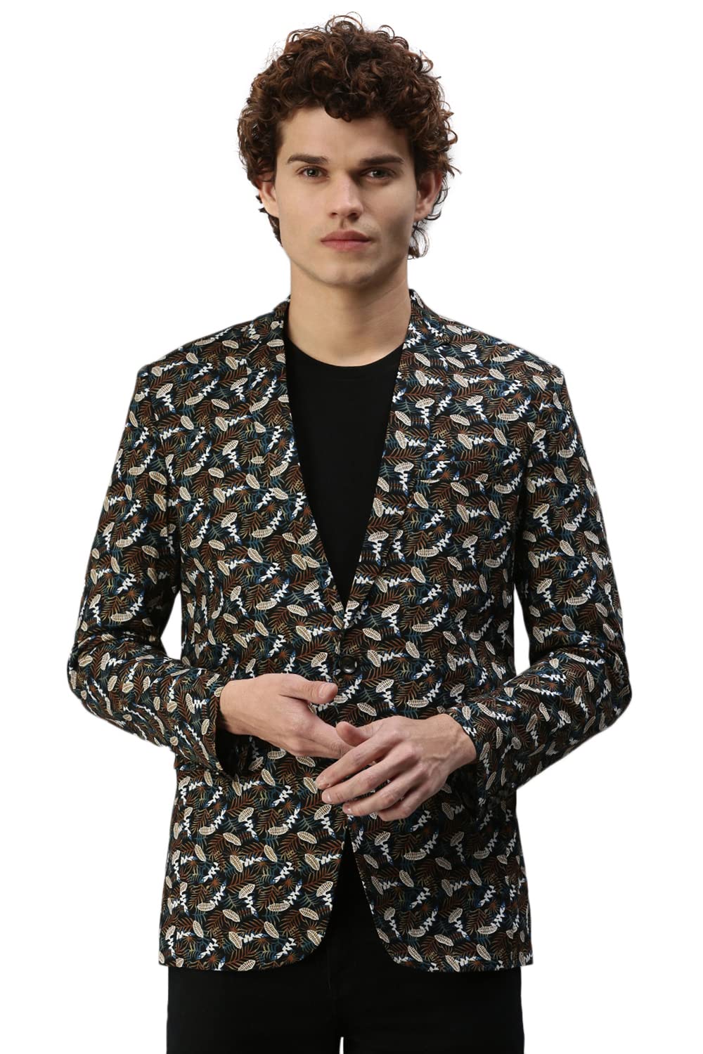 showoffff Men Printed Single Breasted Casual Blazer | Notched Lapel Full Sleeves Cotton Blazer for Mens | Slim Fit Regular Length Blazer for Men's-picture-21