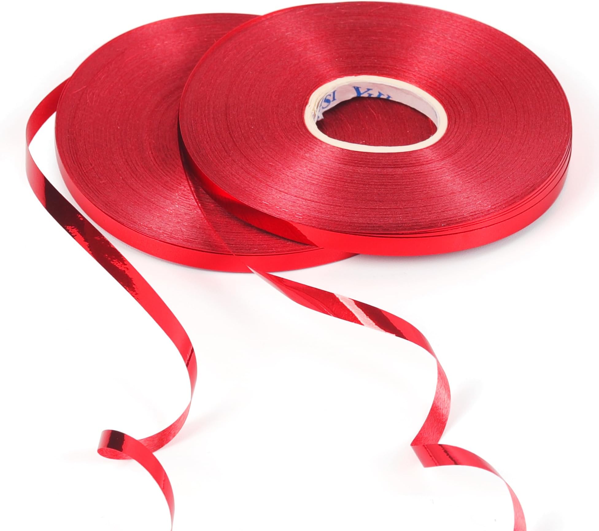 HONGCI 100m Red PVC Curling Ribbon, 2 Rolls x 50m Each, 5mm Width, Festive, Celebratory Occasion, Balloon Decorations, Gift Wrapping, Wedding, Birthday, Christmas