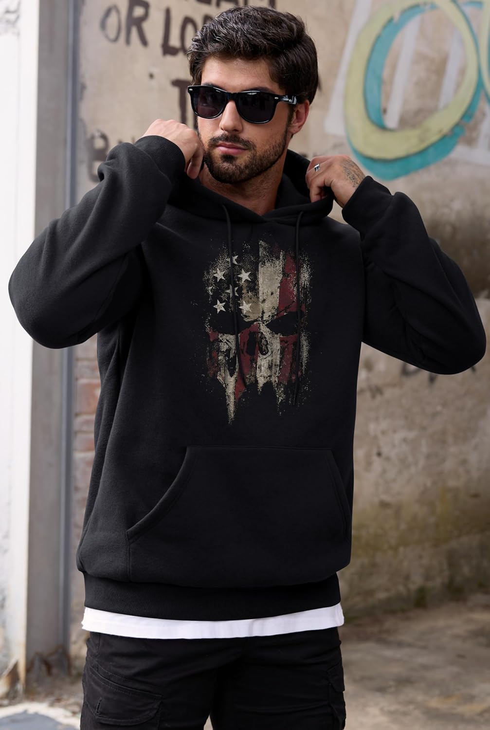 Mainfini Men's American Flag Fleece-Lined Hoodie Patriotic Graphic Sweatshirt with Kangaroo Pocket (S-3XL) - Image 4