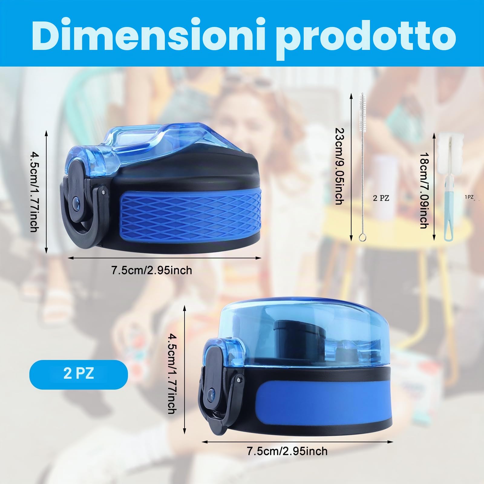 2 pezzi coperchi di ricambio per borraccia, coperchio borraccia di ricambio, chiusura a prova di perdite con 1 clic per bottiglie da 1000 ml, adatti alla lavastoviglie, adatti ai bambini