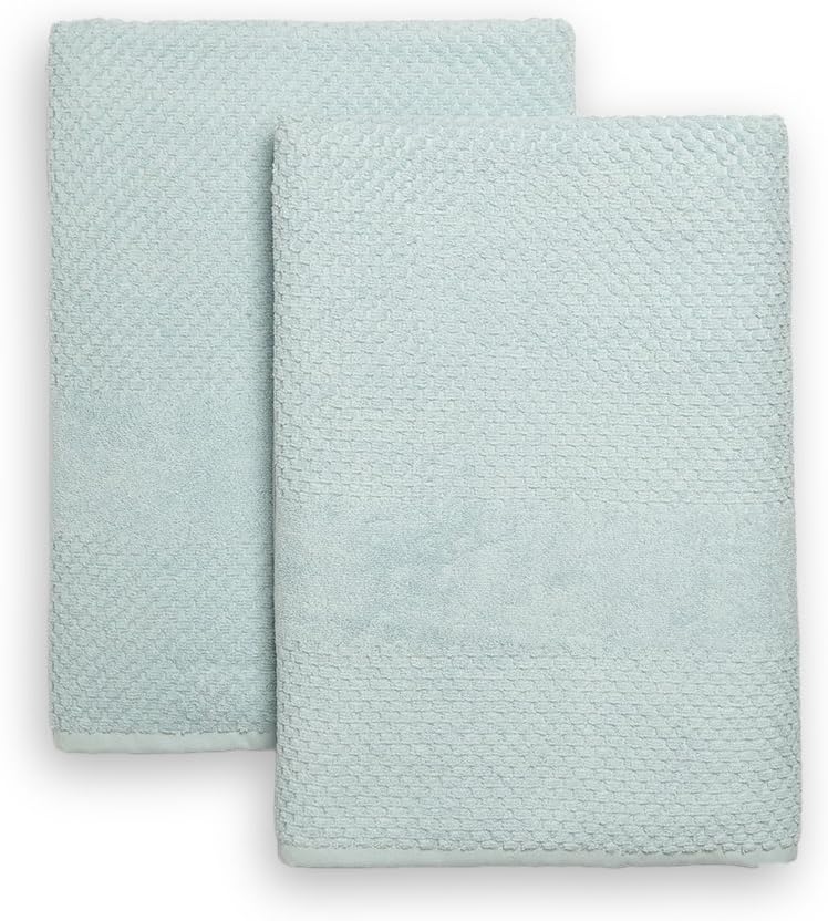 Honeycomb%100 Turkish Cotton Bath Sheet, Set of 2 (Duck Egg)