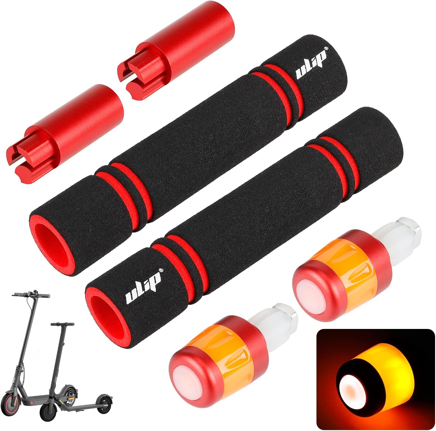 ulip Electric Scooter Handlebar Extender Handle Bar Grips Extension-Turn Signals Direction Indicator Lights for Xiaomi M365 Pro Pro2 1S MI3 and Ninebot ES Series
