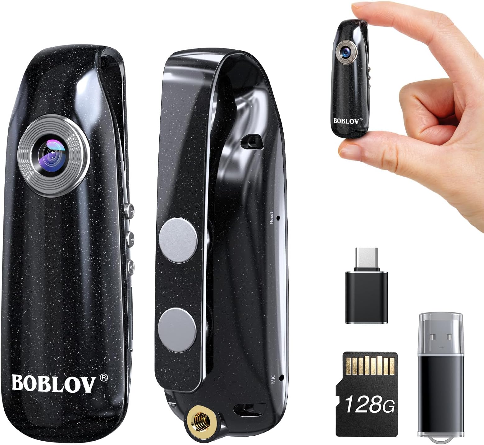 – BOBLOV 007 128GB Small Body Cameras, Easy-User-Friendly, Portable Pocket Tiny Body Cams with Back Clip,1080P Mini Camera Bodycams, Loop Recording for Bike/Pet/Home/Proof (128GB)