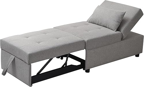 Miniatura 3 de Kings Brand Furniture - Otomana multifuncional, sofá cama, silla convertible, gris claro