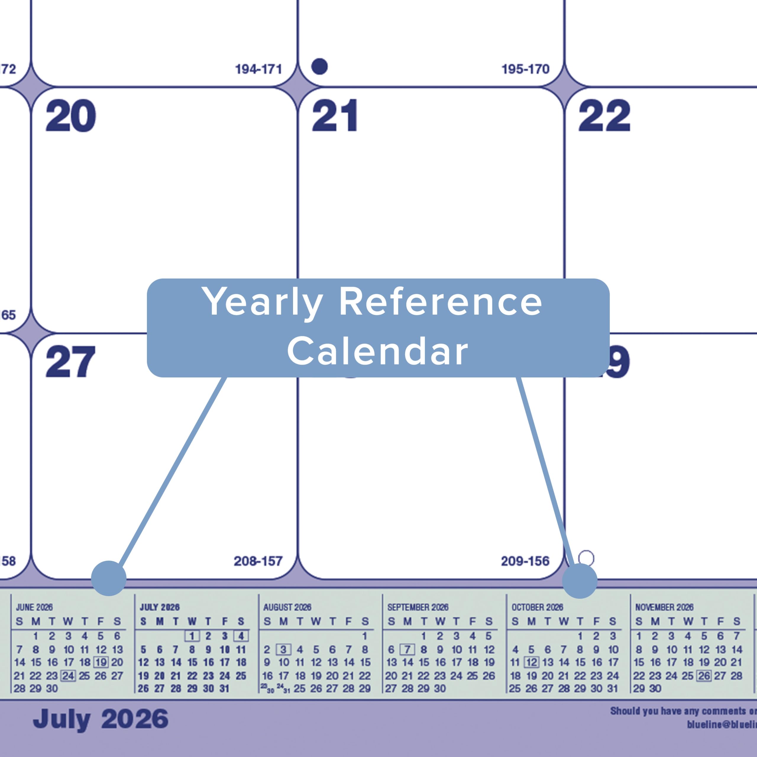 Blueline® Calendario académico mensual de escritorio, 13 meses, julio de 2026 a julio de 2027, 54 cm x 40,6 cm (CA181731)