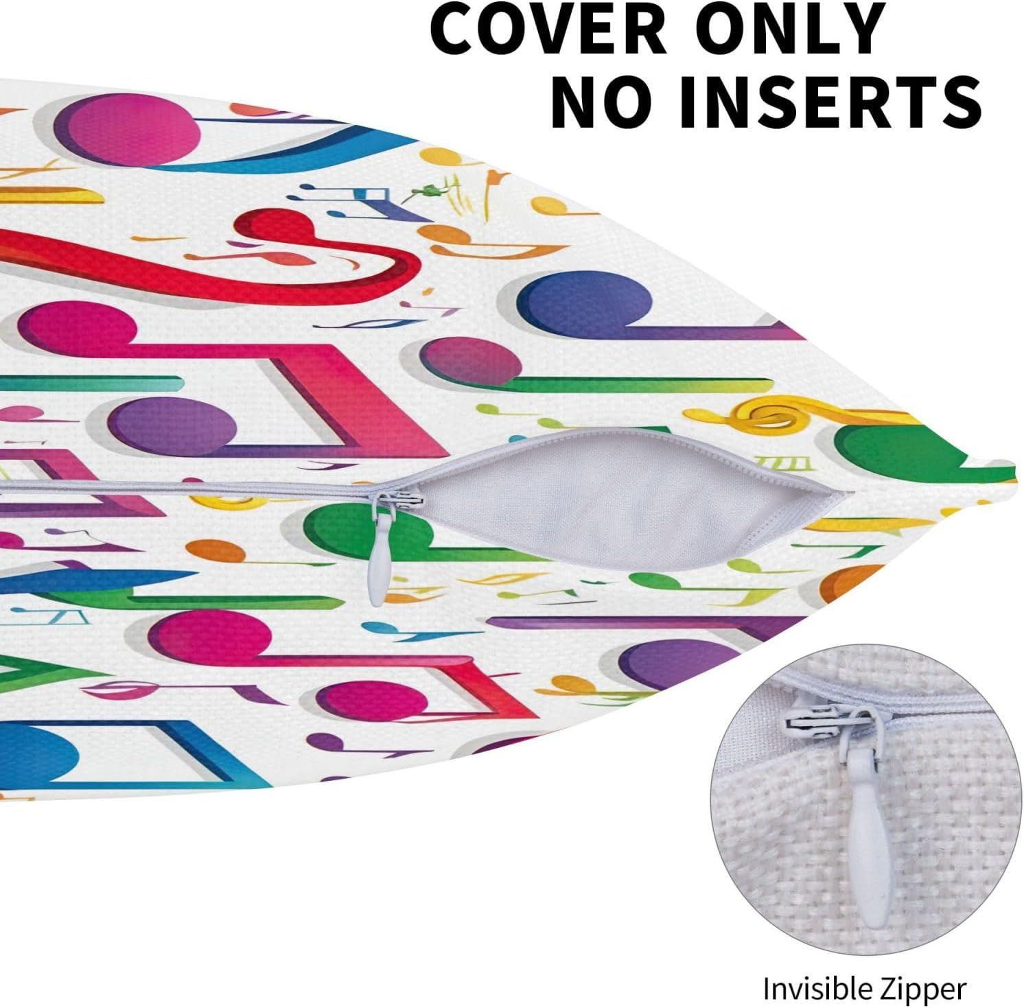 Colorful Music Notes 1 Imitation Linen Pillowcase -2 Sets, Fashionable Home Decoration, Used for Sofas, Gardens, beds