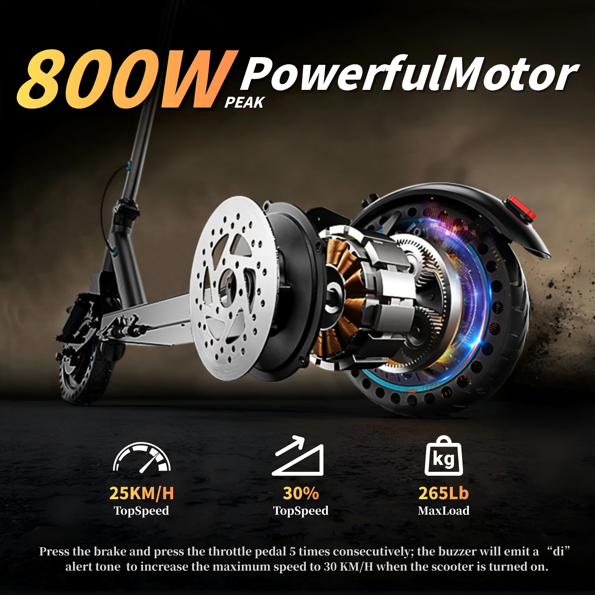 QnQ Trottinette Électrique Adulte Tout Terrain Puissante Moteur 800W, Batterie 10,4Ah, Autonomie 30-40KM Trotinette Electrique Ultra Légère Double Suspension Scooter Électrique Adulte