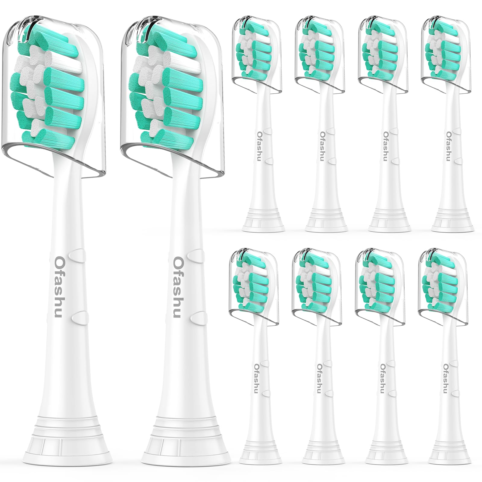 Toothbrush Replacement Heads Compatible with Philips Sonicare DiamondClean Protectiveclean C1 C2 W G2 Hx6250 Hx9024 Hx6064 2 Series 4100 5100 6100, White, 10 Sonic Electric Brush Head
