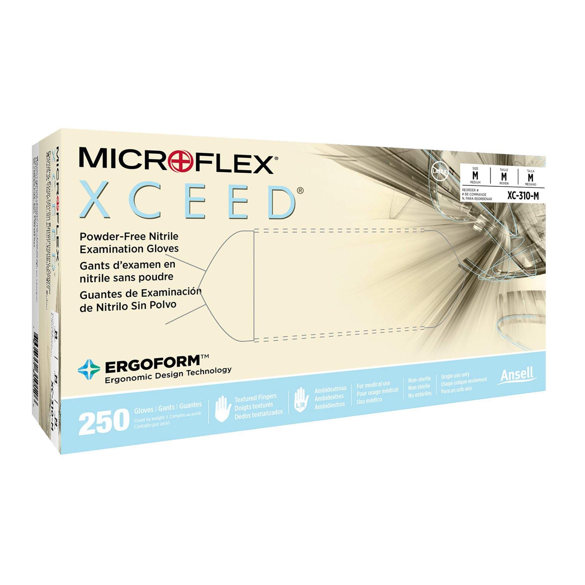 Microflex XCEED-XC310 Disposable Nitrile Gloves, Latex-Free, Powder-Free Gloves for Cleaning, Mechanics, Industrial, Food Handling or Medical