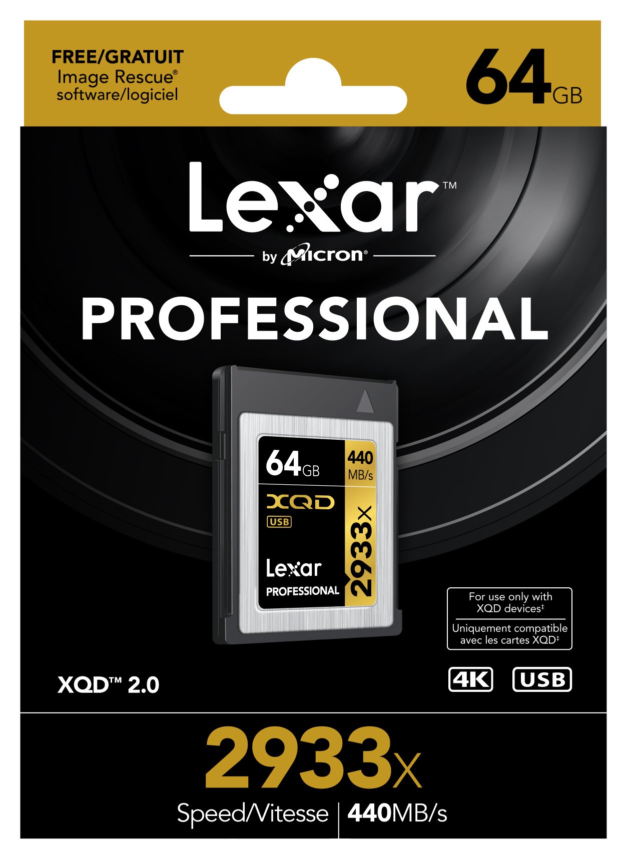 Lexar Professional 2933x 64GB XQD 2.0 Card (Up to 440MB/s Read) w