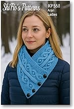 KP558 Aran Yarn Neck Warmer & Scarf Pattern - Ladies Cable Knitting Pattern
