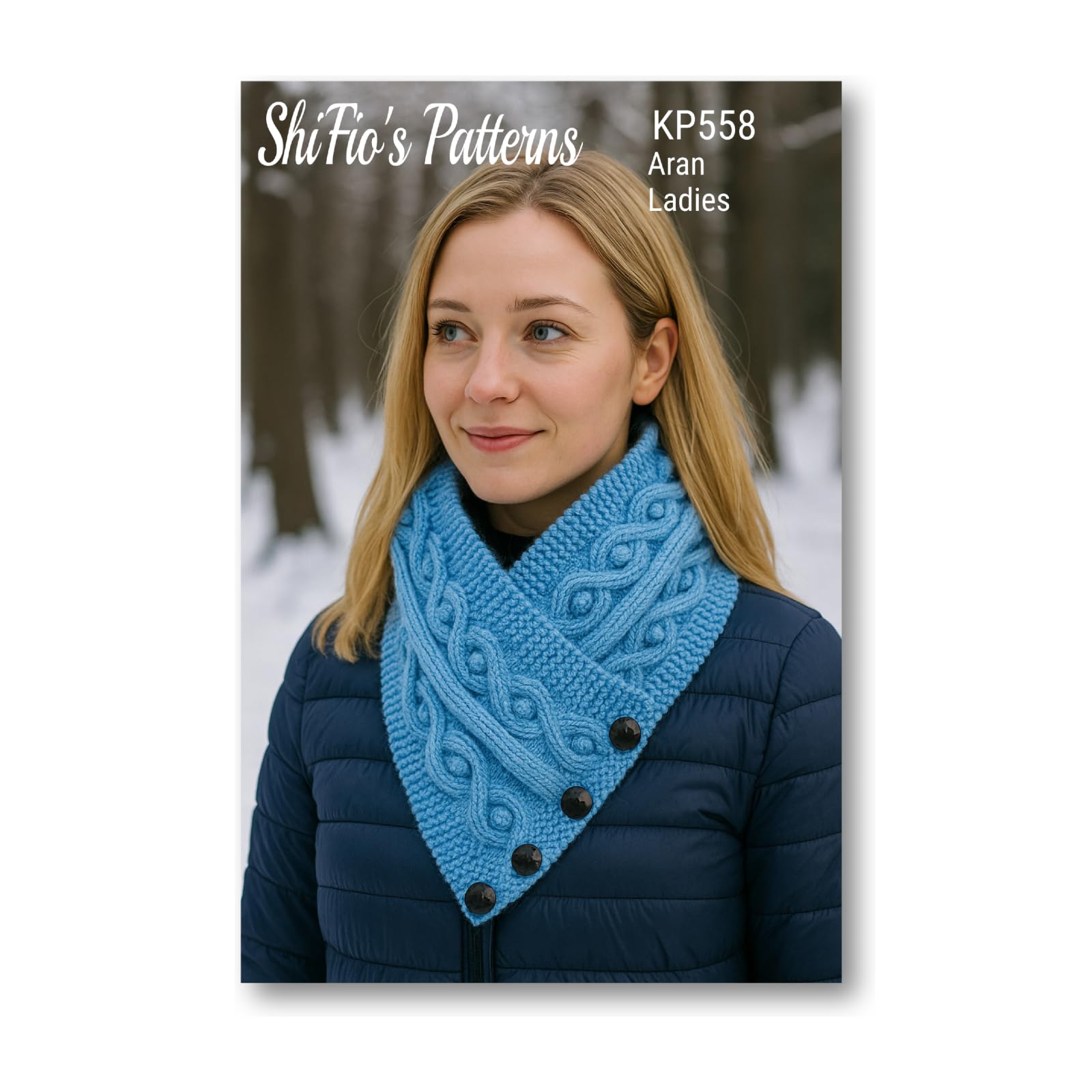ShiFio's PatternsKP558 Aran Yarn Neck Warmer & Scarf Pattern - Ladies Cable Knitting Pattern