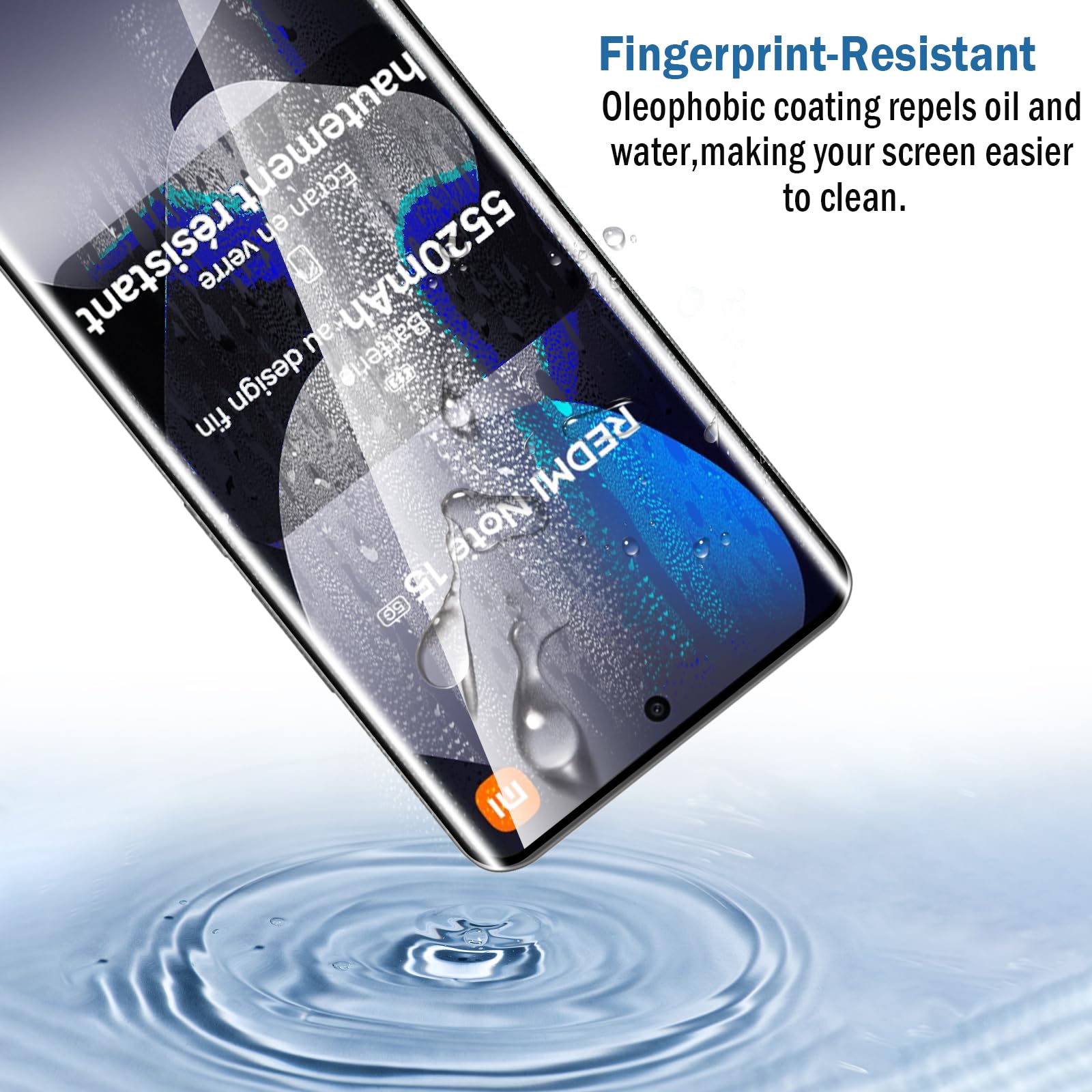 3D Verre Trempé pour Xiaomi Redmi Note 15 5G, 2+2 Pièces Protection d'écran avec Caméra Arrière Protecteur Sans Bulles Anti-Rayures HD Transparent Facile à Installer