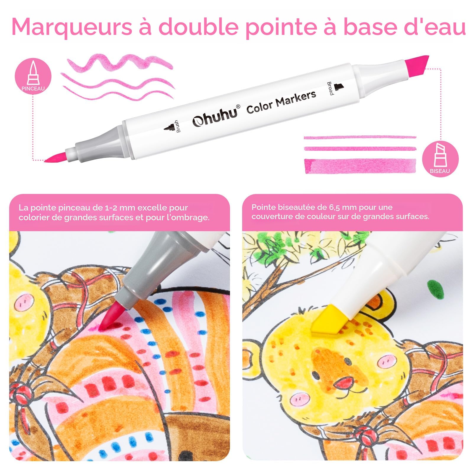Feutres Coloriage Enfants, Ohuhu 8 Couleurs(40 ml) Marqueurs de Bingo avec 30 Pages Carnet d'activités Vierges - À base d'eau Non Toxique Feutre Lavable Enfant pour les Enfants 3 ans＋ Préscolaire