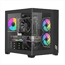 Noua Vision ZK100 Mini Nero, Case Micro ATX PC Gaming Mini Tower 0.60MM, Ventola LED ARGB Indirizzabile, Struttura Doppia Camera, USB 3.0, Vetro Temperato Frontale e Laterale