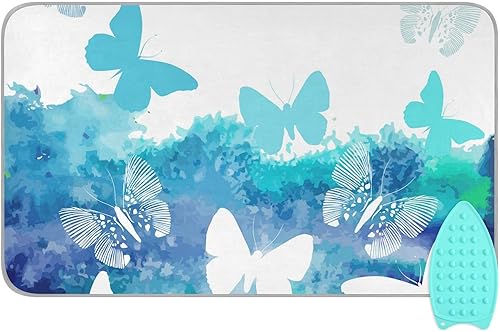 Clear Butterflies Homes - Alfombrilla de planchado (tamaño grande, 47 x 28 pulgadas) con acolchado de 0.118 in y soporte de silicona para planchar