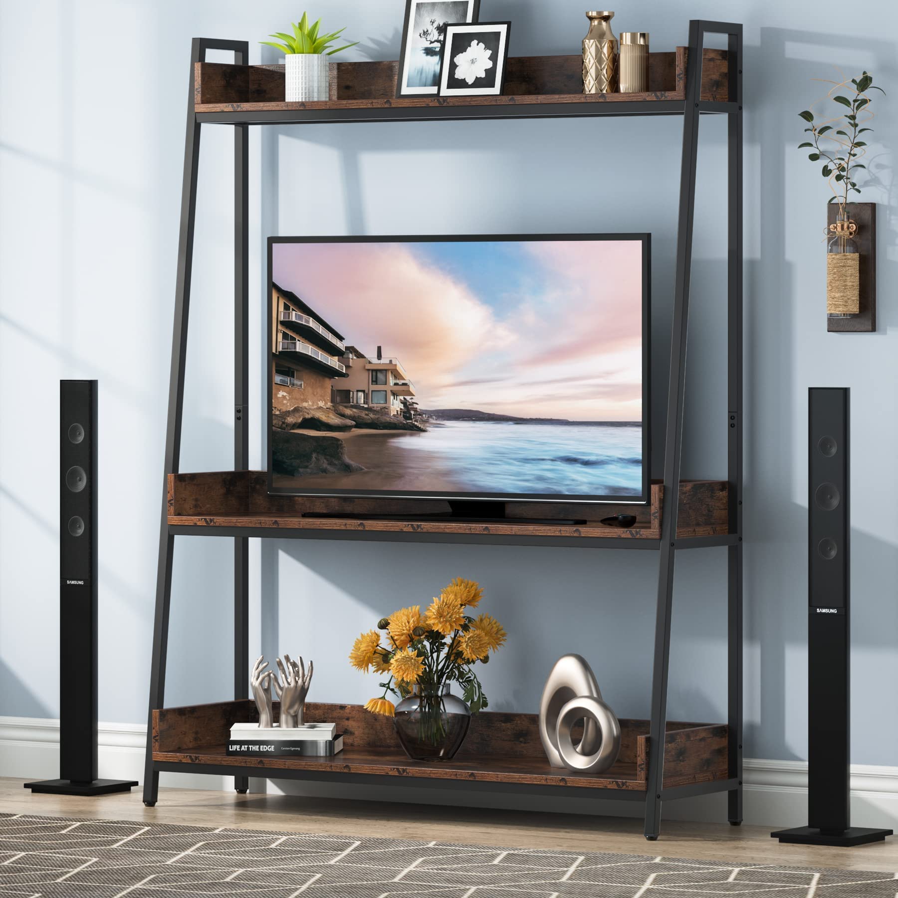 3 Tiers Ladder TV Shelf, Tribesigns 70" Tall TV Stands for TVs Up to 50