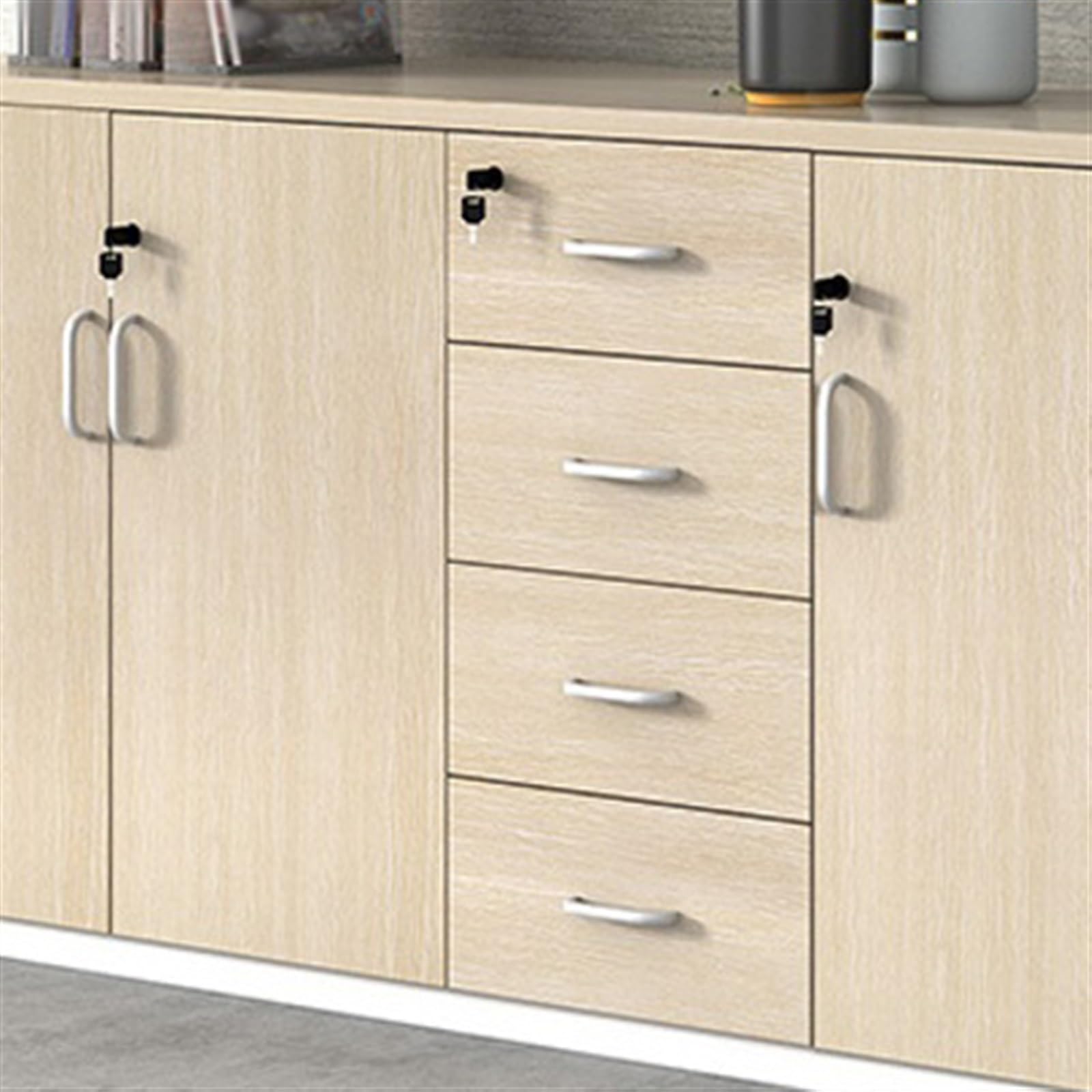 Armadietto portadocumenti in legno, 1,6 m, con serratura, con 3 ante e 4 armadietti, perfetto per nizzare documenti e forniture in casa o in ufficio