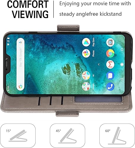 Miniatura 4 de Asuwish Compatible con Xiaomi Mi A2 LiteRedmi 6 Pro Wallet Case y protector de pantalla de vidrio templado Flip Monedero Accesorios Correa de muñeca