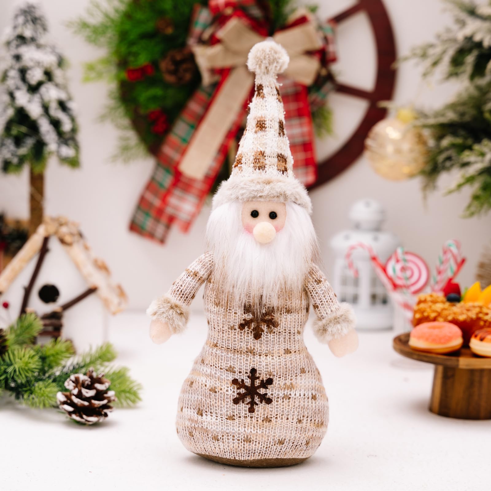 Juguete de peluche de doble nivel para Navidad, muñeco de nieve, ciervo, decoración de accesorios de exhibición para el hogar, tienda