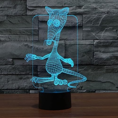 3d mouse Animal luz de noche Touch interruptor decoración de mesa de computadora lámparas de ilusión óptica 7luces que cambian de Color LED lámpara