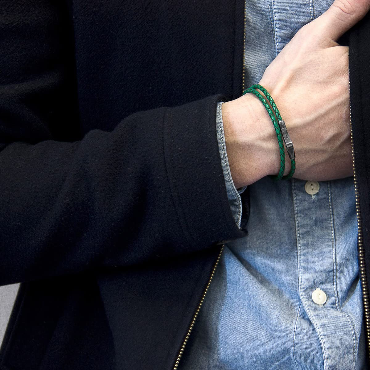 ANCHOR & CREW Pulsera Liverpool De Plata Y Cuero Trenzado - Hombre