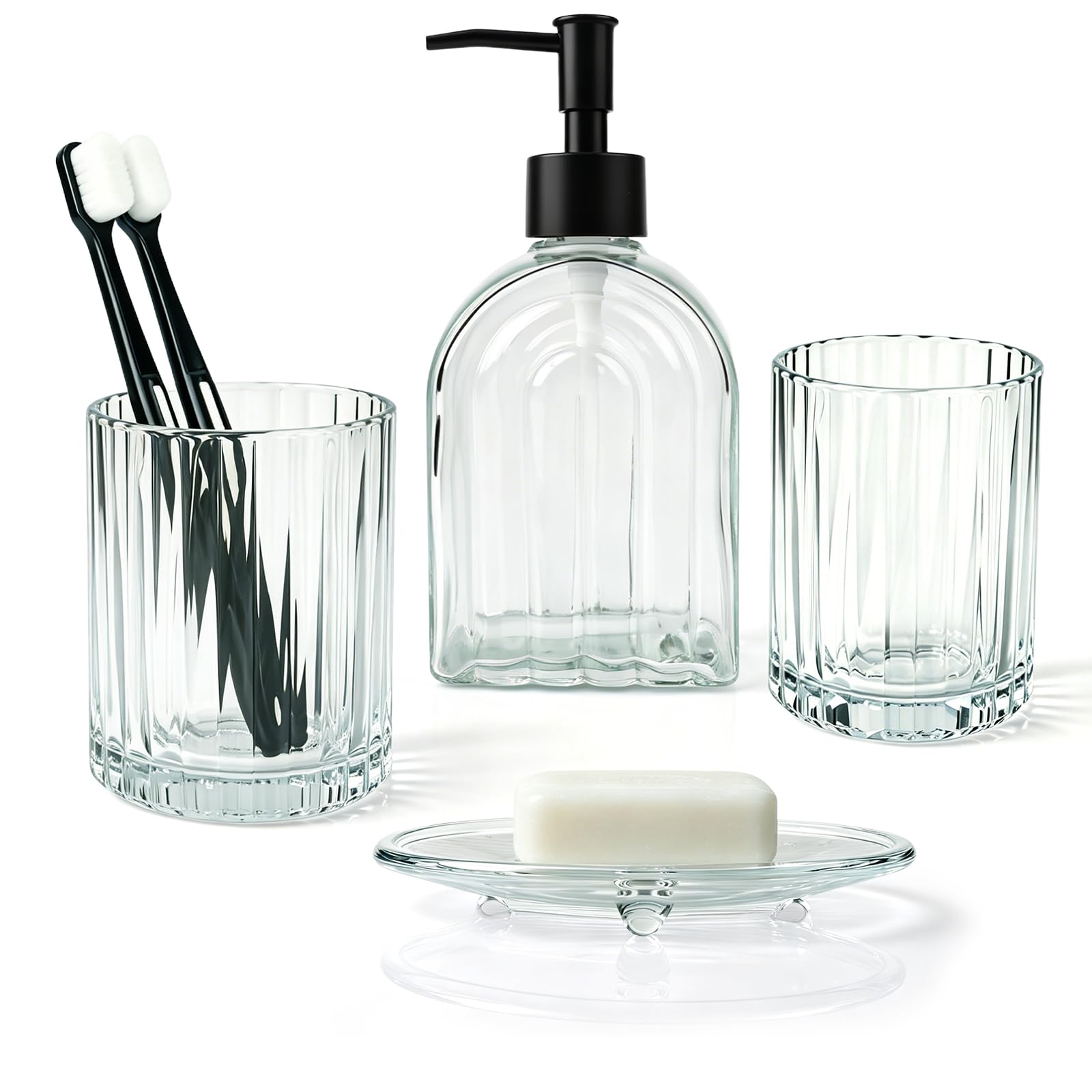 4Pcs Glass Bathroom Accessories Set