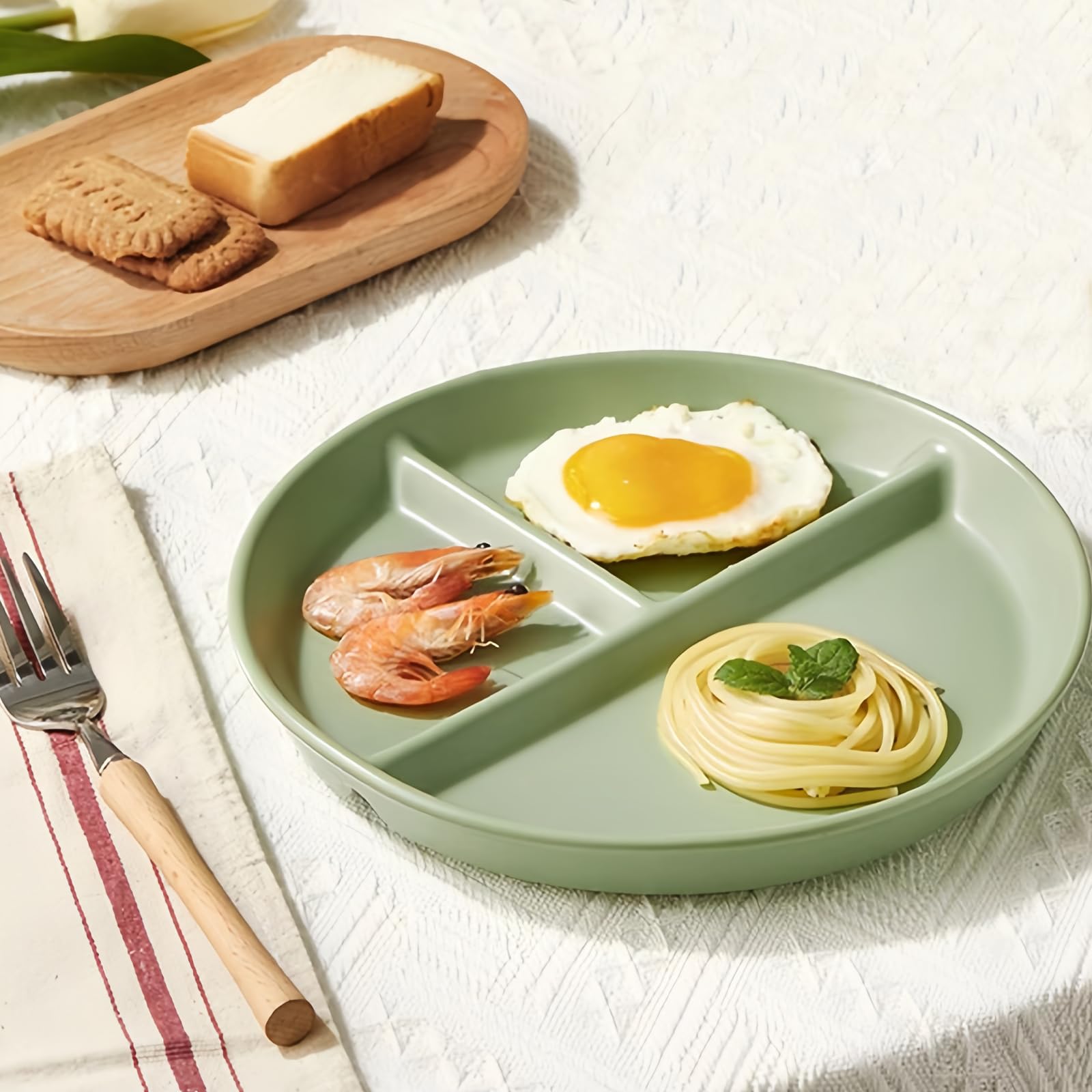 CATELL 4 Pezzi Piatti Divisi 5 Scomparti Vassoio Plastica Piatti Piani Divisi Infrangibili