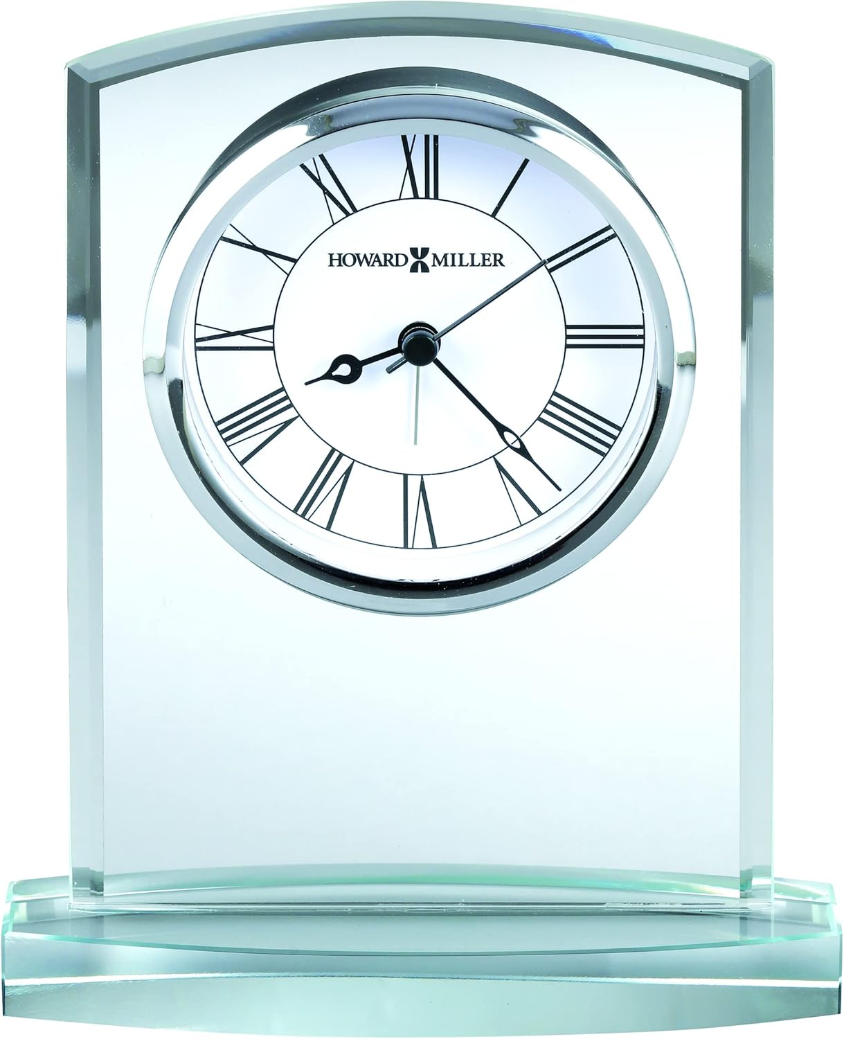 Starphire Crystal Contemporary Table Clock with Roman Numerals