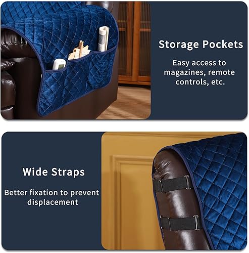 Miniatura 4 de LUFEIJIASHI Fundas antideslizantes para sofá reclinable de 2 plazas, fundas impermeables para sofá reclinable de 2 asientos, fundas de terciopelo